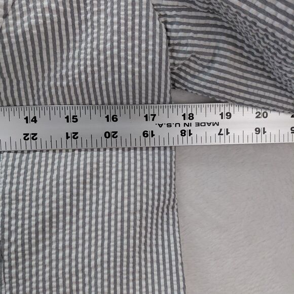 Gap Blazer Women Size 8 Gray White Seersucker Pin Stripe Nautical Preppy Classic - Picture 10 of 13